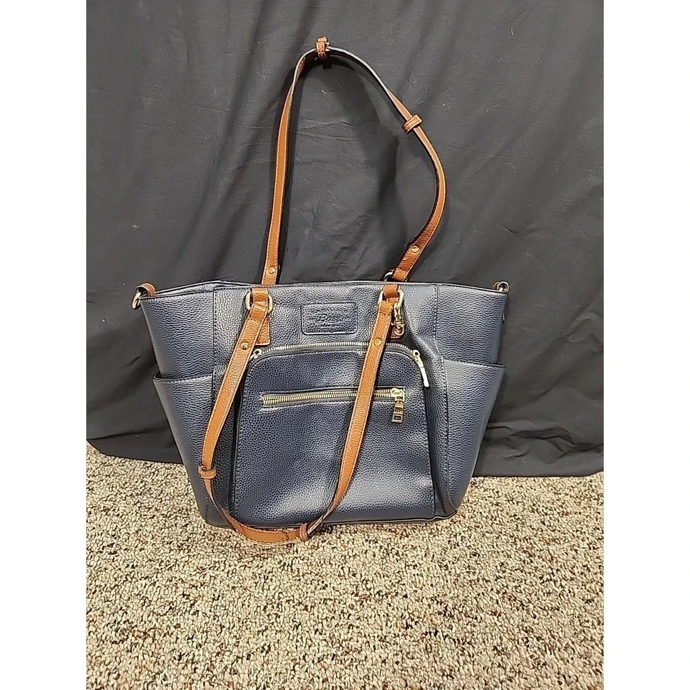 G‎ H Bass & Co Large Tote Shoulder Bag Navy Purse